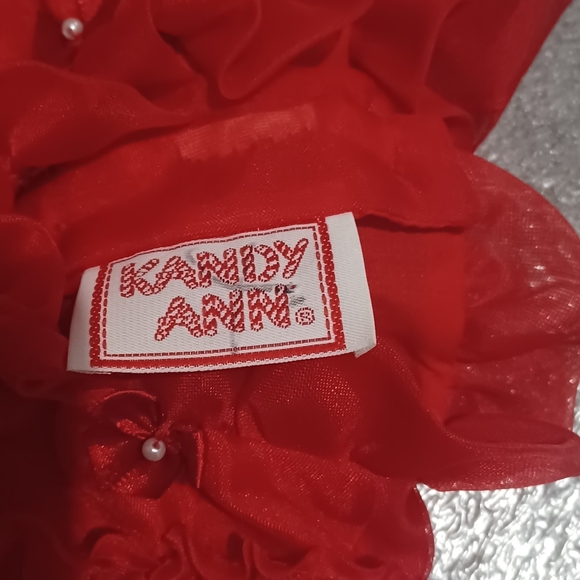 Vintage Kandy Ann Red Sheer Frilly, Ruffle, Lace Little Girls Party dress SZ 5? - Picture 9 of 10